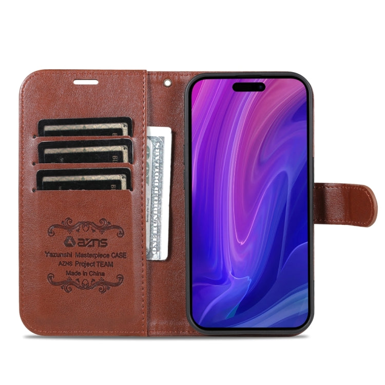 For iPhone 15 Pro AZNS Sheepskin Texture Flip Leather Phone Case(Brown) - iPhone 15 Pro Cases by AZNS | Online Shopping UK | buy2fix