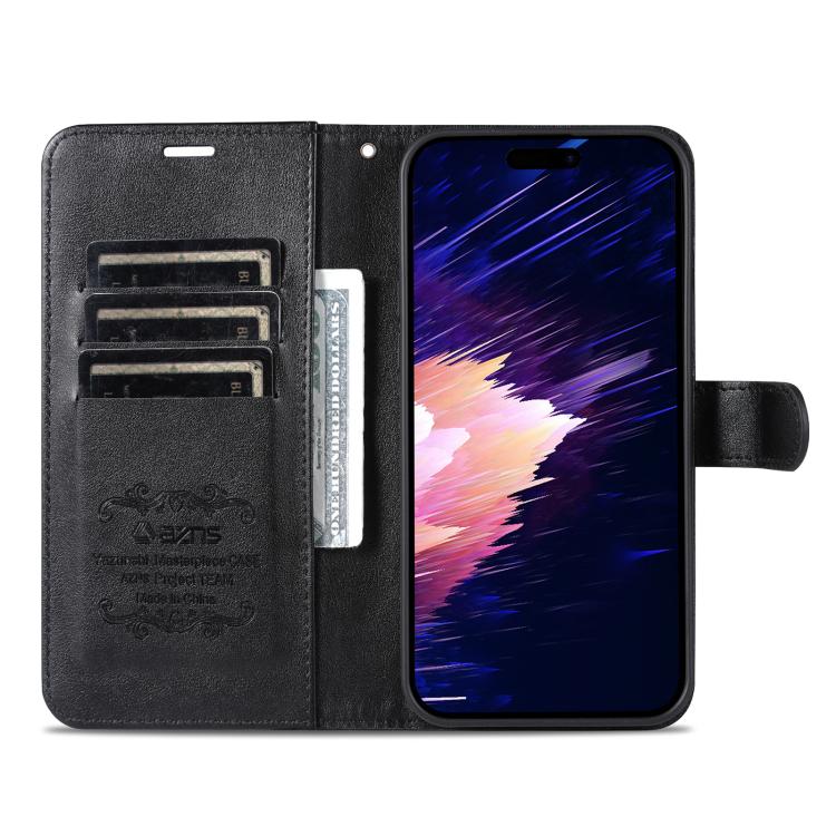 For iPhone 16e AZNS Sheepskin Texture Flip Leather Phone Case(Black) - iPhone 16e Cases by AZNS | Online Shopping UK | buy2fix