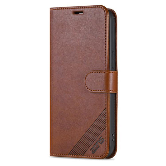 For iPhone 16e AZNS Sheepskin Texture Flip Leather Phone Case(Brown) - iPhone 16e Cases by AZNS | Online Shopping UK | buy2fix