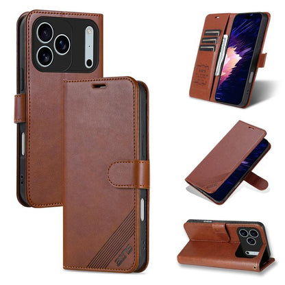 For iPhone 17 Pro AZNS Sheepskin Texture Flip Leather Phone Case(Brown) - iPhone 17 Pro Cases by AZNS | Online Shopping UK | buy2fix
