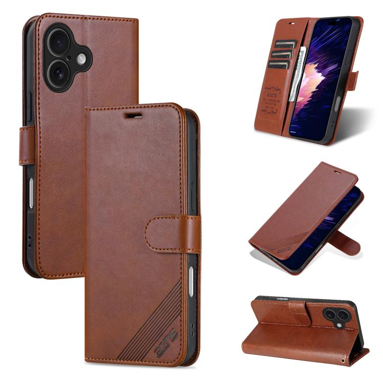 For iPhone 17 AZNS Sheepskin Texture Flip Leather Phone Case(Brown) - iPhone 17 Cases by AZNS | Online Shopping UK | buy2fix
