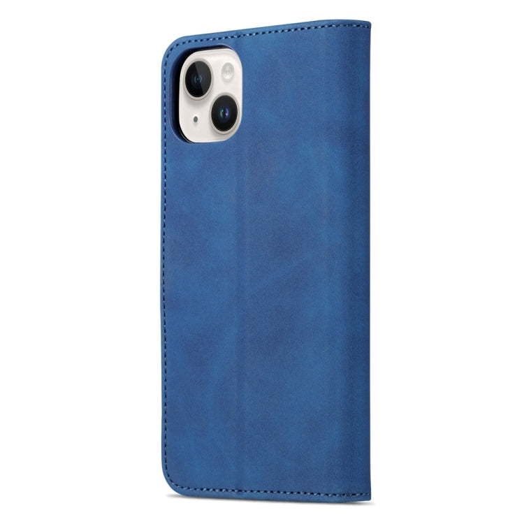 For iPhone 15 Plus AZNS Skin Feel Calf Texture Flip Leather Phone Case(Blue) - iPhone 15 Plus Cases by AZNS | Online Shopping UK | buy2fix