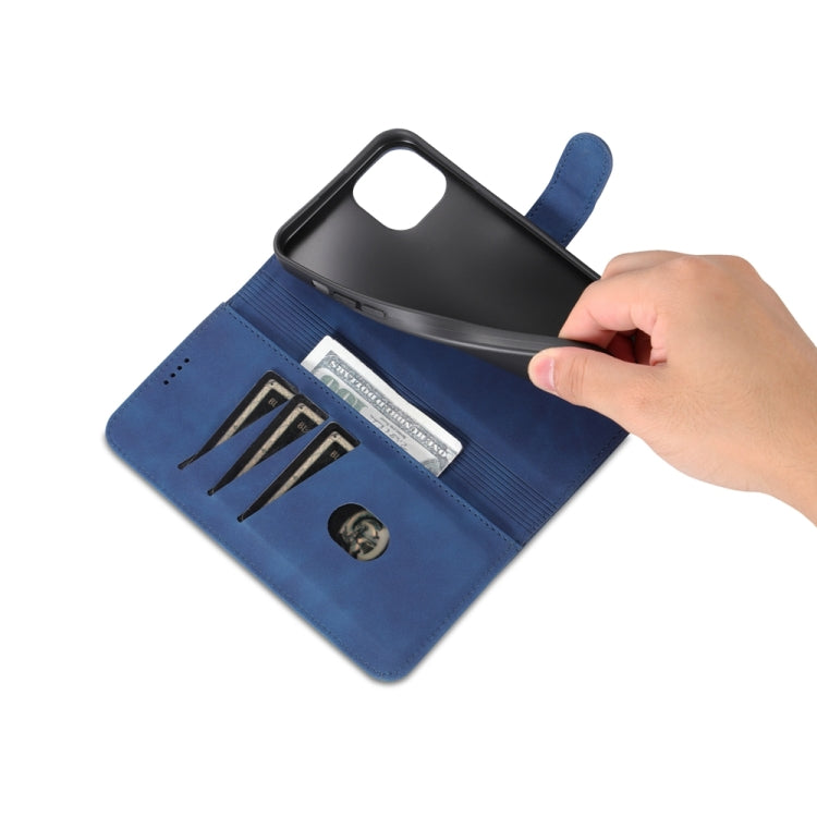 For iPhone 15 Plus AZNS Skin Feel Calf Texture Flip Leather Phone Case(Blue) - iPhone 15 Plus Cases by AZNS | Online Shopping UK | buy2fix
