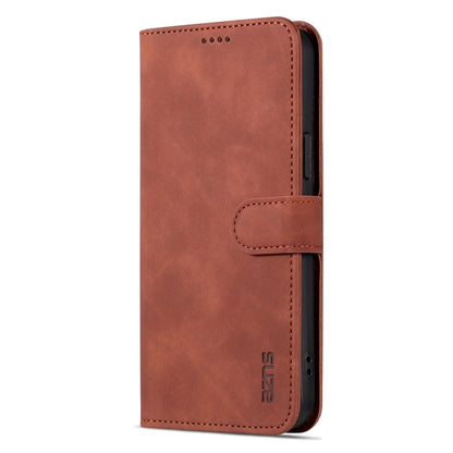 For iPhone 15 AZNS Skin Feel Calf Texture Flip Leather Phone Case(Brown) - iPhone 15 Cases by AZNS | Online Shopping UK | buy2fix