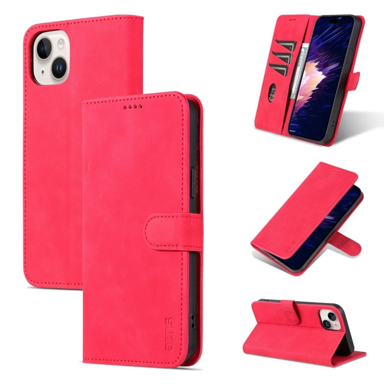 For iPhone 15 AZNS Skin Feel Calf Texture Flip Leather Phone Case(Red) - iPhone 15 Cases by AZNS | Online Shopping UK | buy2fix