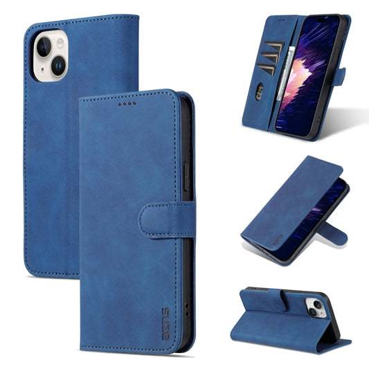 For iPhone 15 AZNS Skin Feel Calf Texture Flip Leather Phone Case(Blue) - iPhone 15 Cases by AZNS | Online Shopping UK | buy2fix