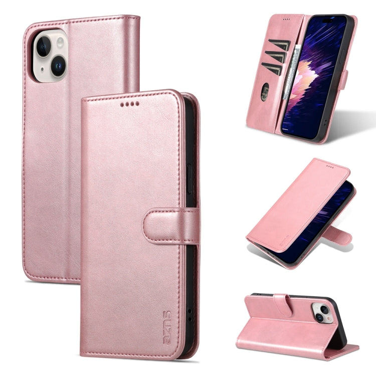 For iPhone 15 AZNS Skin Feel Calf Texture Flip Leather Phone Case(Rose Gold) - iPhone 15 Cases by AZNS | Online Shopping UK | buy2fix