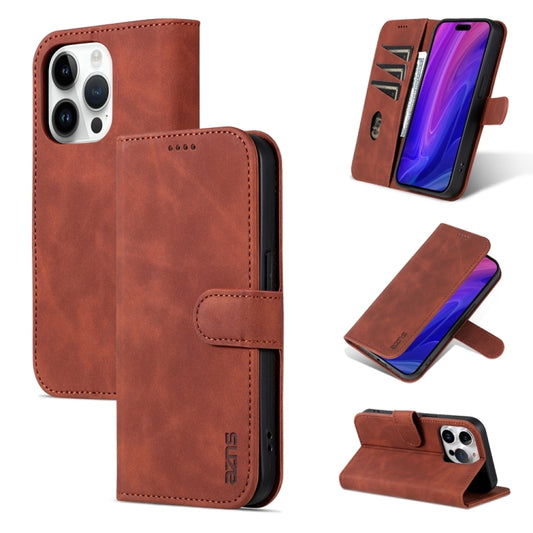 For iPhone 15 Pro AZNS Skin Feel Calf Texture Flip Leather Phone Case(Brown) - iPhone 15 Pro Cases by AZNS | Online Shopping UK | buy2fix