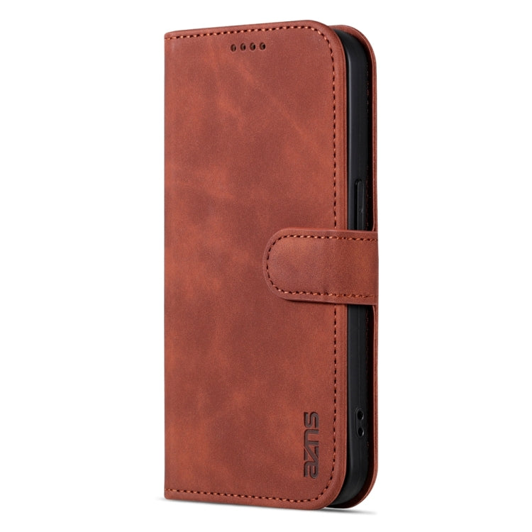 For iPhone 15 Pro AZNS Skin Feel Calf Texture Flip Leather Phone Case(Brown) - iPhone 15 Pro Cases by AZNS | Online Shopping UK | buy2fix