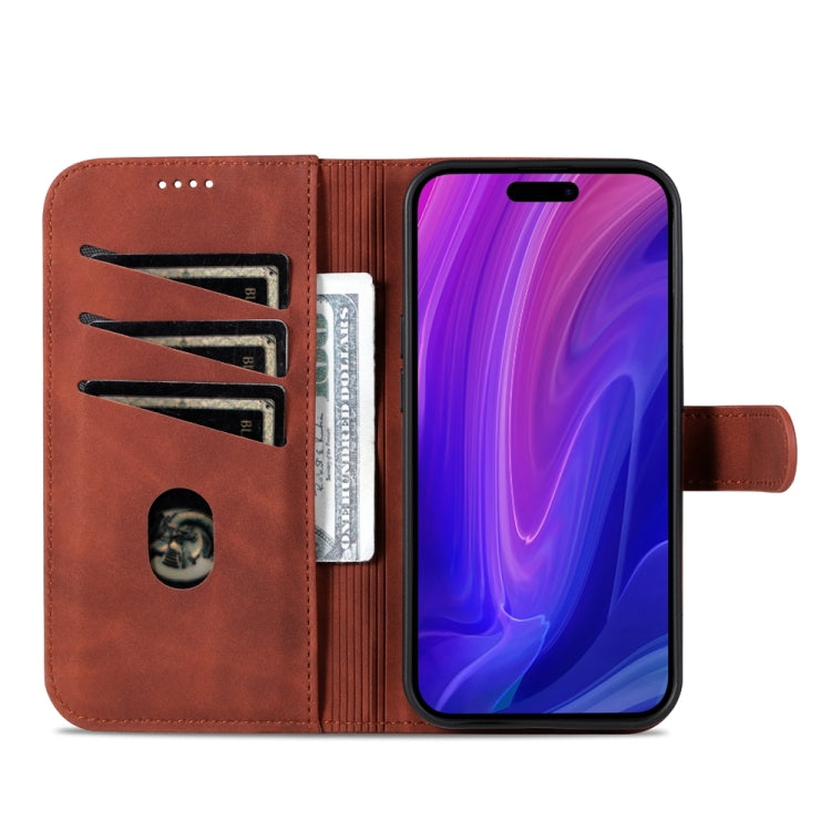 For iPhone 15 Pro AZNS Skin Feel Calf Texture Flip Leather Phone Case(Brown) - iPhone 15 Pro Cases by AZNS | Online Shopping UK | buy2fix