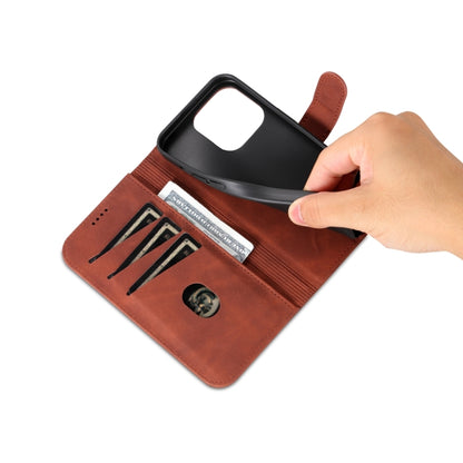 For iPhone 15 Pro AZNS Skin Feel Calf Texture Flip Leather Phone Case(Brown) - iPhone 15 Pro Cases by AZNS | Online Shopping UK | buy2fix