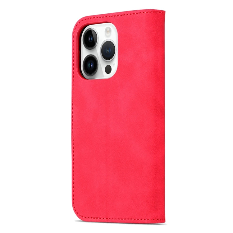 For iPhone 15 Pro AZNS Skin Feel Calf Texture Flip Leather Phone Case(Red) - iPhone 15 Pro Cases by AZNS | Online Shopping UK | buy2fix