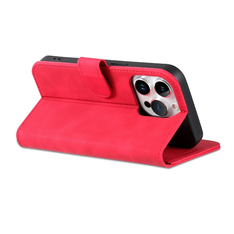 For iPhone 15 Pro AZNS Skin Feel Calf Texture Flip Leather Phone Case(Red) - iPhone 15 Pro Cases by AZNS | Online Shopping UK | buy2fix