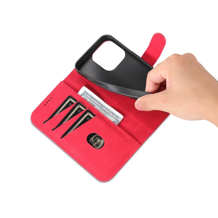 For iPhone 15 Pro AZNS Skin Feel Calf Texture Flip Leather Phone Case(Red) - iPhone 15 Pro Cases by AZNS | Online Shopping UK | buy2fix