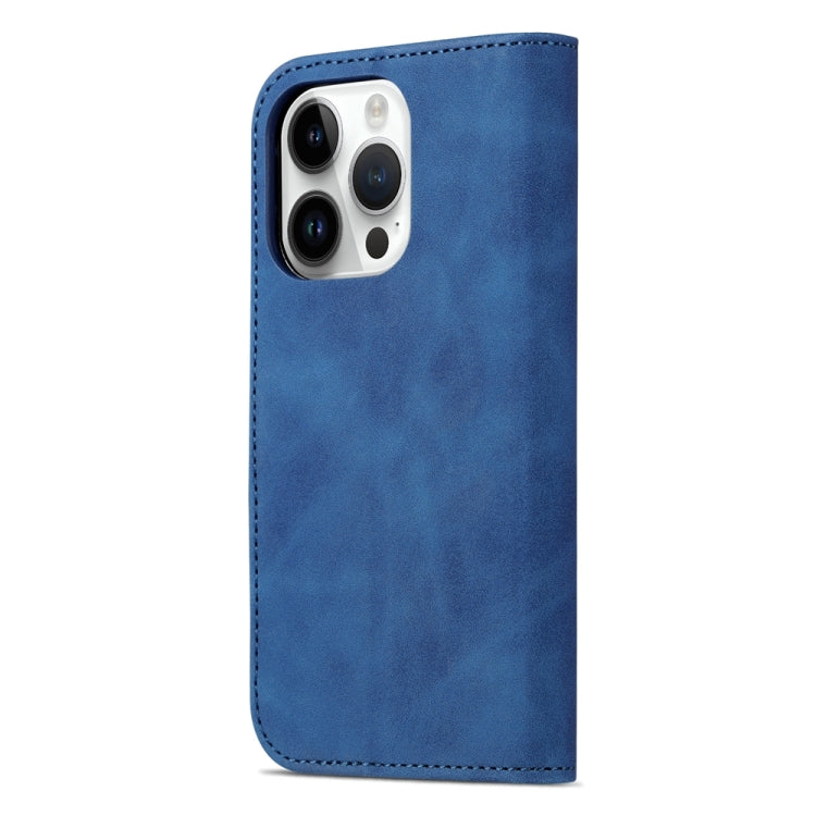 For iPhone 15 Pro AZNS Skin Feel Calf Texture Flip Leather Phone Case(Blue) - iPhone 15 Pro Cases by AZNS | Online Shopping UK | buy2fix