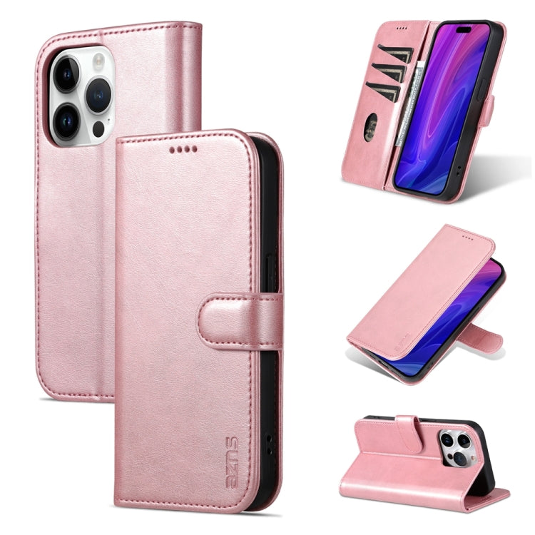 For iPhone 15 Pro AZNS Skin Feel Calf Texture Flip Leather Phone Case(Rose Gold) - iPhone 15 Pro Cases by AZNS | Online Shopping UK | buy2fix