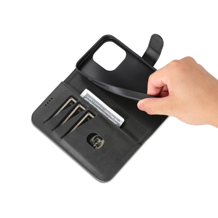 For iPhone 15 Pro AZNS Skin Feel Calf Texture Flip Leather Phone Case(Black) - iPhone 15 Pro Cases by AZNS | Online Shopping UK | buy2fix