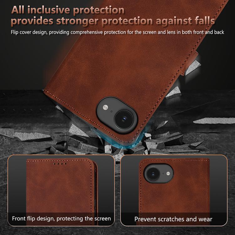 For iPhone 16e AZNS Skin Feel Calf Texture Flip Leather Phone Case(Red) - iPhone 16e Cases by AZNS | Online Shopping UK | buy2fix