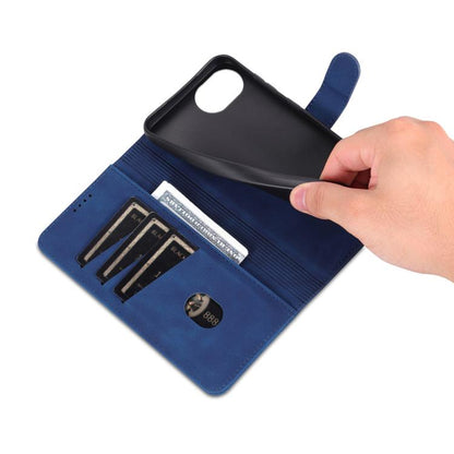 For iPhone 16e AZNS Skin Feel Calf Texture Flip Leather Phone Case(Blue) - iPhone 16e Cases by AZNS | Online Shopping UK | buy2fix