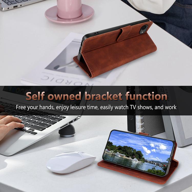 For iPhone 16e AZNS Skin Feel Calf Texture Flip Leather Phone Case(Blue) - iPhone 16e Cases by AZNS | Online Shopping UK | buy2fix