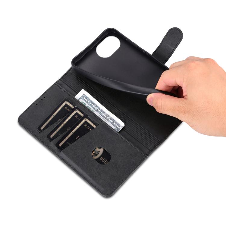 For iPhone 16e AZNS Skin Feel Calf Texture Flip Leather Phone Case(Black) - iPhone 16e Cases by AZNS | Online Shopping UK | buy2fix