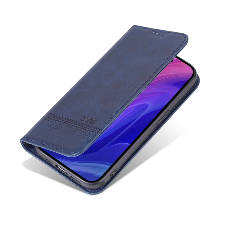 For iPhone 15 Pro Max AZNS Magnetic Calf Texture Flip Leather Phone Case(Dark Blue) by AZNS