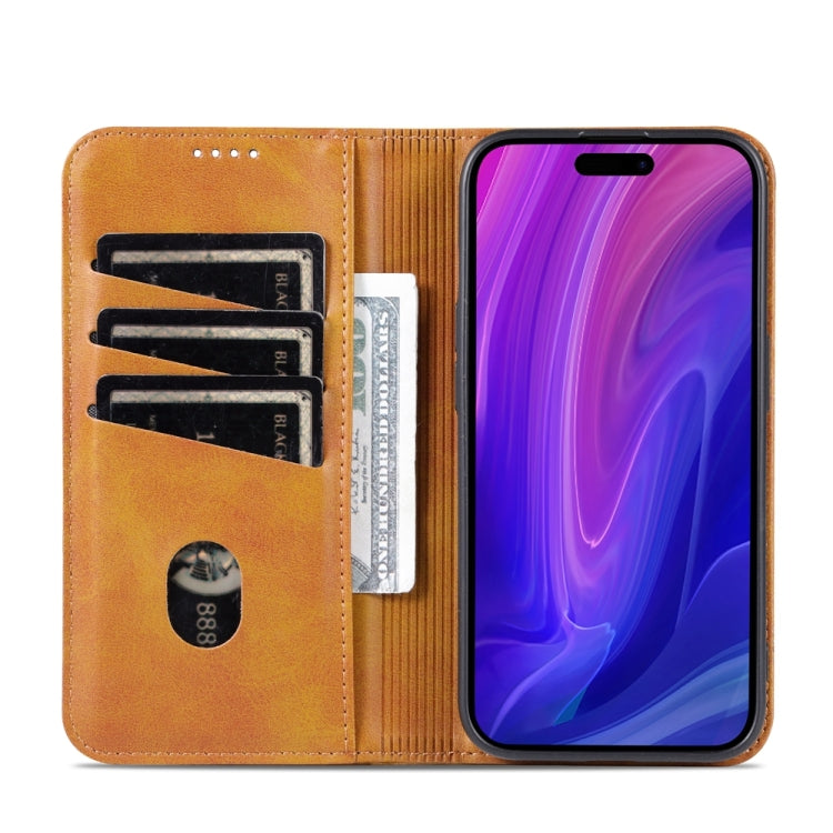 For iPhone 15 Pro AZNS Magnetic Calf Texture Flip Leather Phone Case(Light Brown) - iPhone 15 Pro Cases by AZNS | Online Shopping UK | buy2fix