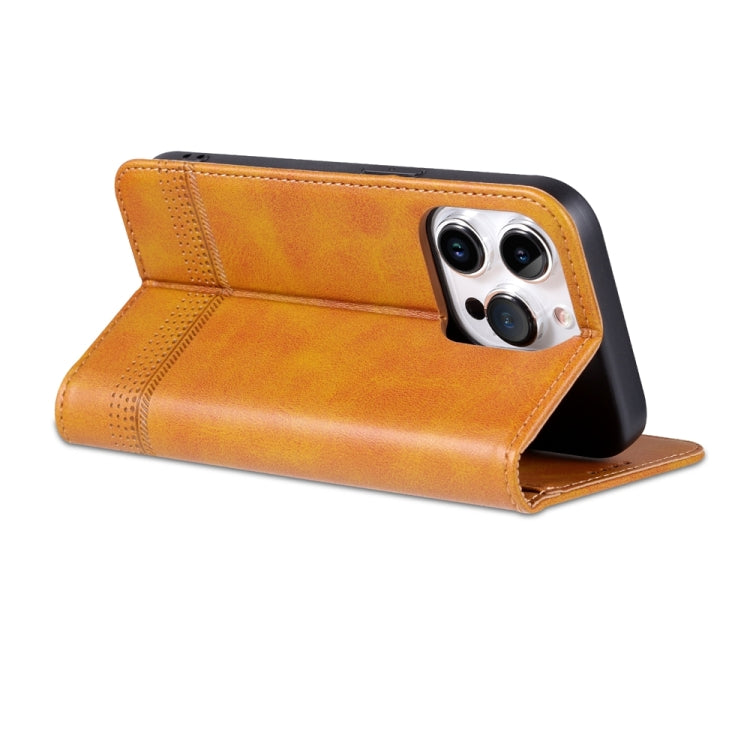 For iPhone 15 Pro AZNS Magnetic Calf Texture Flip Leather Phone Case(Light Brown) - iPhone 15 Pro Cases by AZNS | Online Shopping UK | buy2fix