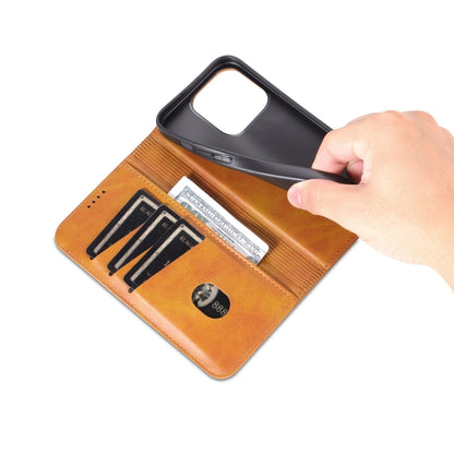 For iPhone 15 Pro AZNS Magnetic Calf Texture Flip Leather Phone Case(Light Brown) - iPhone 15 Pro Cases by AZNS | Online Shopping UK | buy2fix
