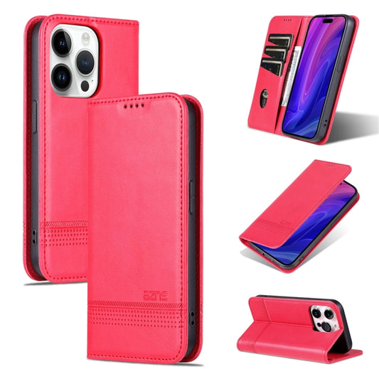For iPhone 15 Pro AZNS Magnetic Calf Texture Flip Leather Phone Case(Red) - iPhone 15 Pro Cases by AZNS | Online Shopping UK | buy2fix