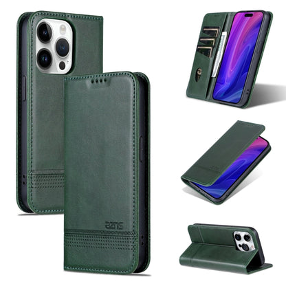 For iPhone 15 Pro AZNS Magnetic Calf Texture Flip Leather Phone Case(Dark Green) - iPhone 15 Pro Cases by AZNS | Online Shopping UK | buy2fix