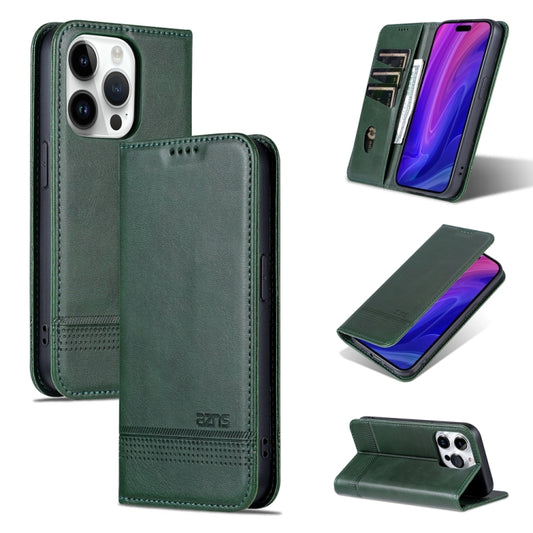 For iPhone 15 Pro AZNS Magnetic Calf Texture Flip Leather Phone Case(Dark Green) - iPhone 15 Pro Cases by AZNS | Online Shopping UK | buy2fix