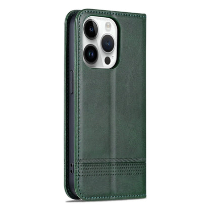 For iPhone 15 Pro AZNS Magnetic Calf Texture Flip Leather Phone Case(Dark Green) - iPhone 15 Pro Cases by AZNS | Online Shopping UK | buy2fix