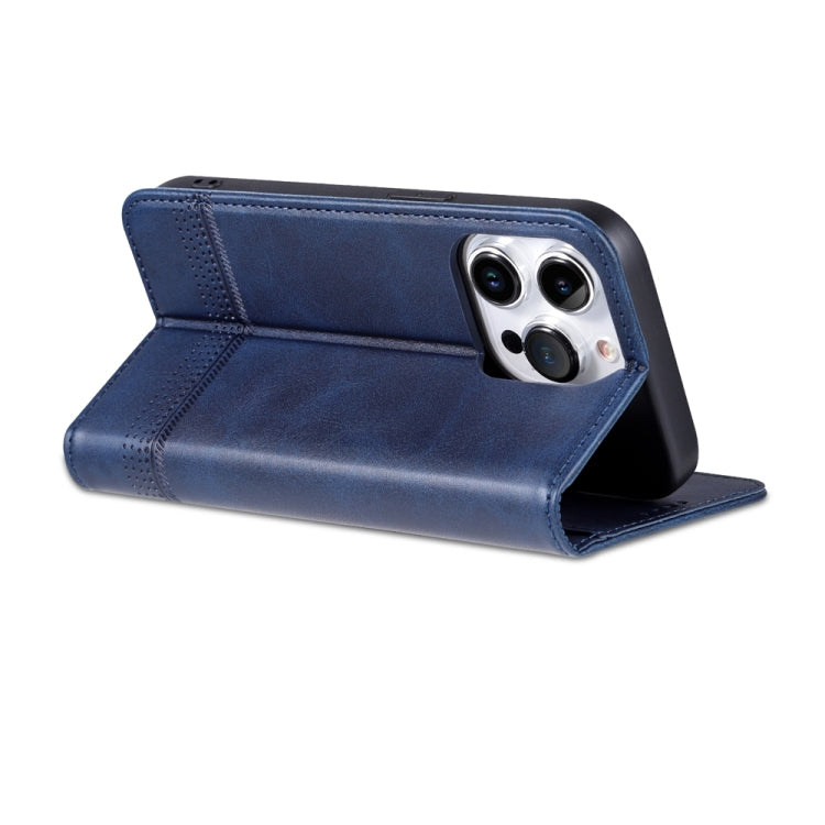 For iPhone 15 Pro AZNS Magnetic Calf Texture Flip Leather Phone Case(Dark Blue) - iPhone 15 Pro Cases by AZNS | Online Shopping UK | buy2fix