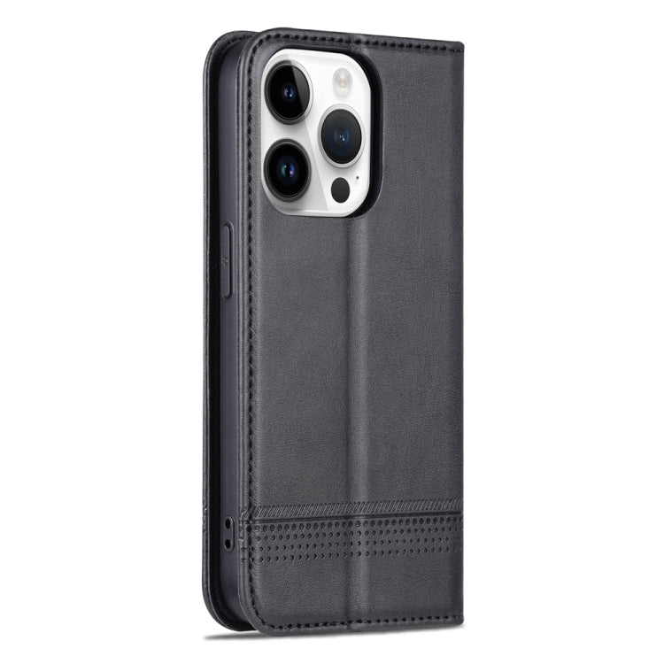For iPhone 15 Pro AZNS Magnetic Calf Texture Flip Leather Phone Case(Black) - iPhone 15 Pro Cases by AZNS | Online Shopping UK | buy2fix