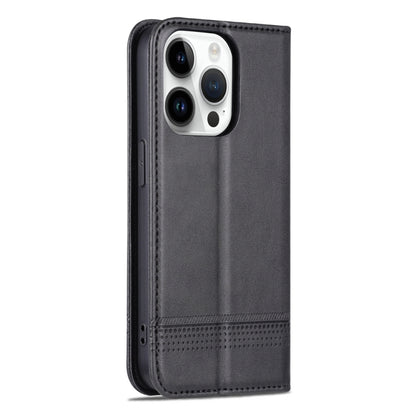 For iPhone 15 Pro AZNS Magnetic Calf Texture Flip Leather Phone Case(Black) - iPhone 15 Pro Cases by AZNS | Online Shopping UK | buy2fix