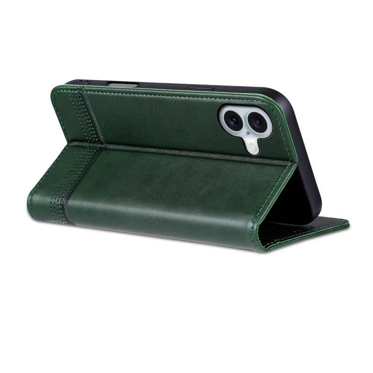 For iPhone 16 Plus AZNS Magnetic Calf Texture Flip Leather Phone Case(Dark Green) - iPhone 16 Plus Cases by AZNS | Online Shopping UK | buy2fix