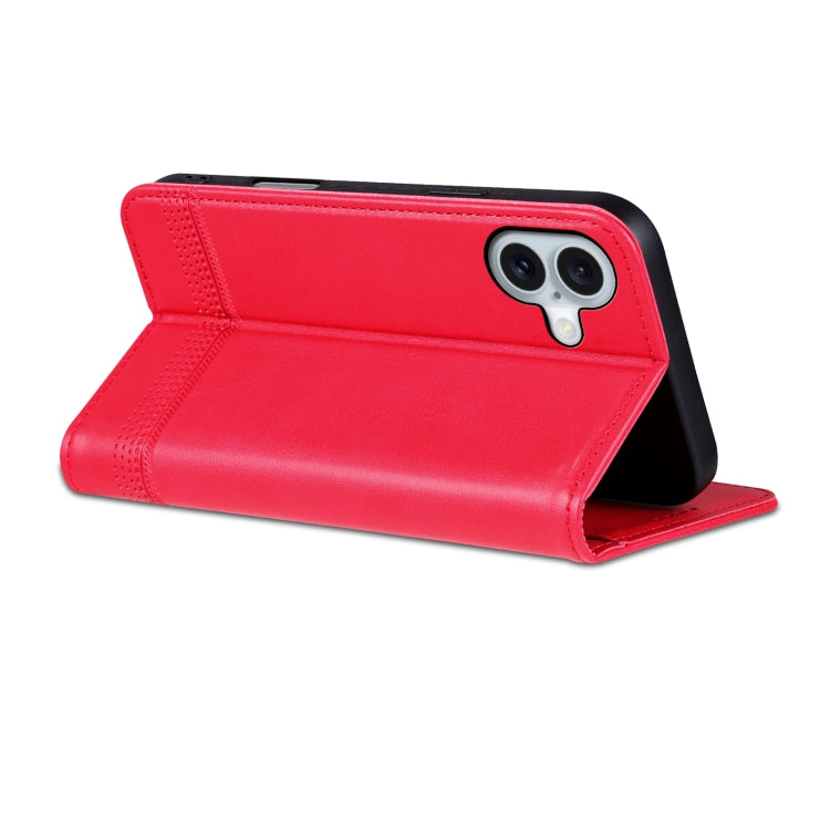 For iPhone 16 AZNS Magnetic Calf Texture Flip Leather Phone Case(Red) - iPhone 16 Cases by AZNS | Online Shopping UK | buy2fix