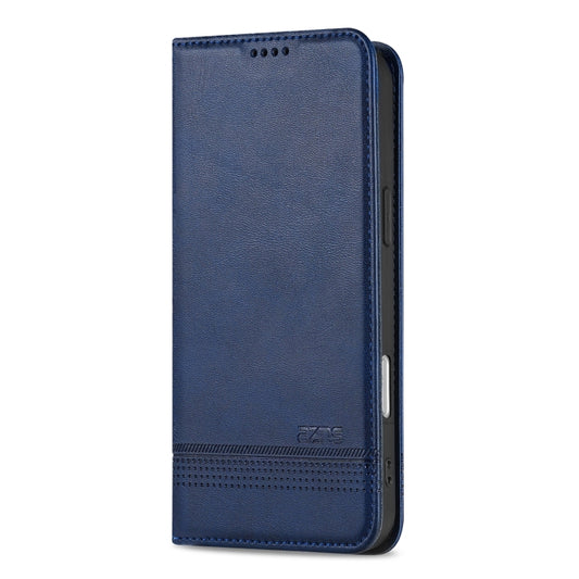 For iPhone 16 AZNS Magnetic Calf Texture Flip Leather Phone Case(Dark Blue) by AZNS
