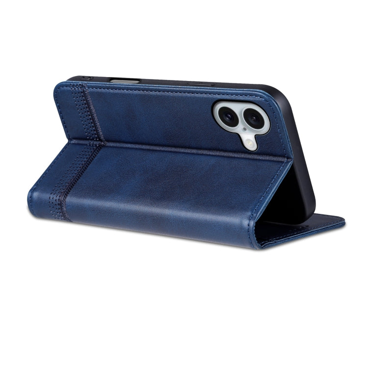 For iPhone 16 AZNS Magnetic Calf Texture Flip Leather Phone Case(Dark Blue) - iPhone 16 Cases by AZNS | Online Shopping UK | buy2fix