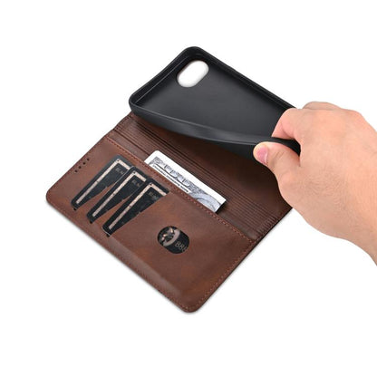 For iPhone 16e AZNS Magnetic Calf Texture Flip Leather Phone Case(Dark Brown) - iPhone 16e Cases by AZNS | Online Shopping UK | buy2fix