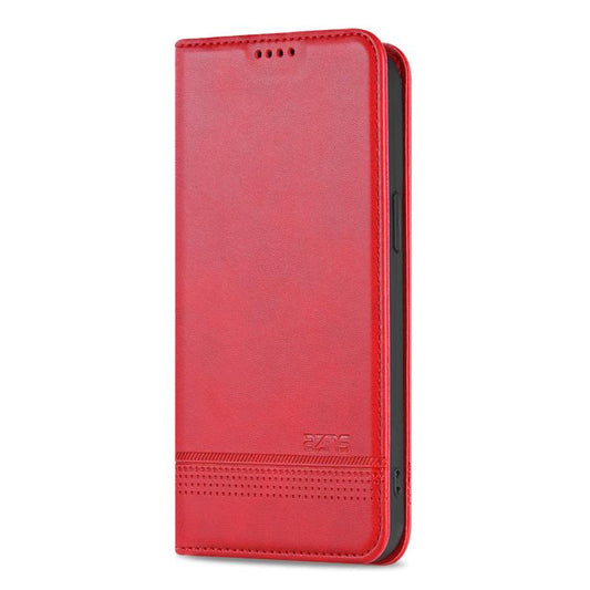 For iPhone 16e AZNS Magnetic Calf Texture Flip Leather Phone Case(Red) - iPhone 16e Cases by AZNS | Online Shopping UK | buy2fix