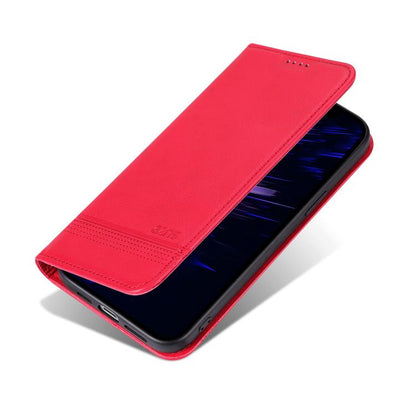For iPhone 16e AZNS Magnetic Calf Texture Flip Leather Phone Case(Red) - iPhone 16e Cases by AZNS | Online Shopping UK | buy2fix