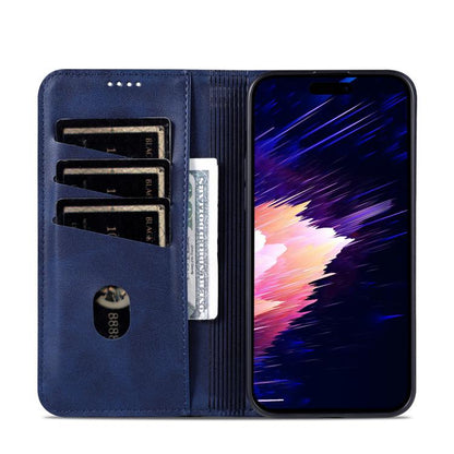 For iPhone 16e AZNS Magnetic Calf Texture Flip Leather Phone Case(Dark Blue) - iPhone 16e Cases by AZNS | Online Shopping UK | buy2fix