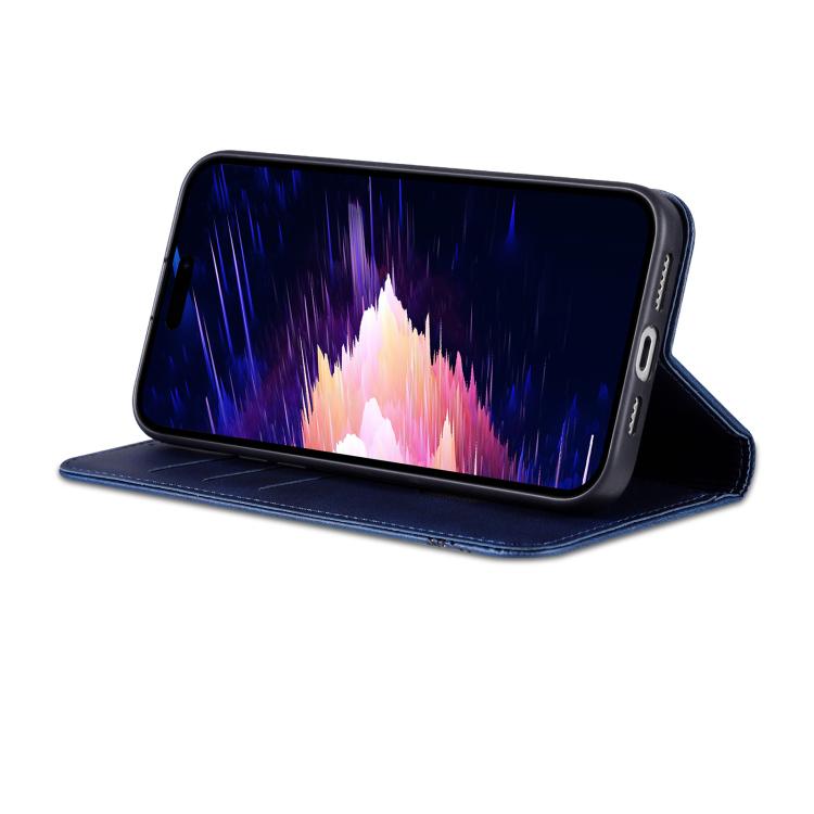 For iPhone 16e AZNS Magnetic Calf Texture Flip Leather Phone Case(Dark Blue) - iPhone 16e Cases by AZNS | Online Shopping UK | buy2fix