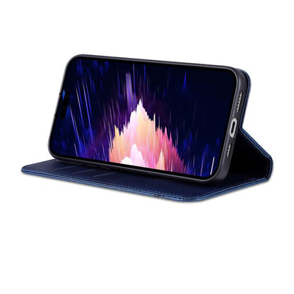 For iPhone 16e AZNS Magnetic Calf Texture Flip Leather Phone Case(Dark Blue) - iPhone 16e Cases by AZNS | Online Shopping UK | buy2fix