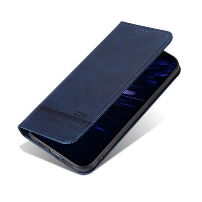 For iPhone 16e AZNS Magnetic Calf Texture Flip Leather Phone Case(Dark Blue) - iPhone 16e Cases by AZNS | Online Shopping UK | buy2fix