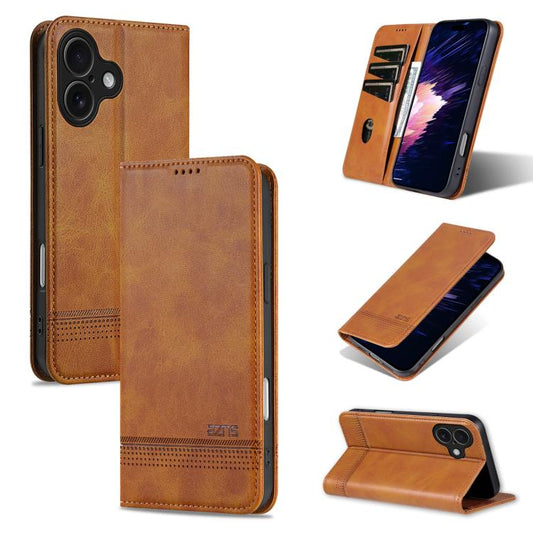 For iPhone 17 AZNS Magnetic Calf Texture Flip Leather Phone Case(Light Brown) - iPhone 17 Cases by AZNS | Online Shopping UK | buy2fix