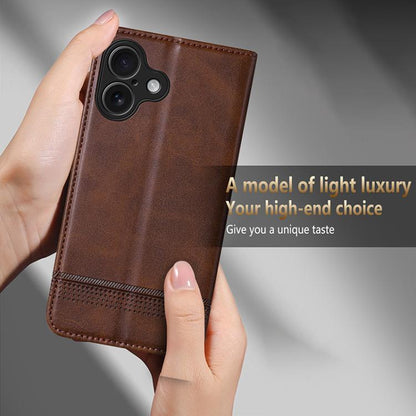 For iPhone 17 AZNS Magnetic Calf Texture Flip Leather Phone Case(Light Brown) - iPhone 17 Cases by AZNS | Online Shopping UK | buy2fix