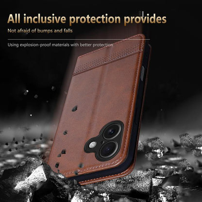 For iPhone 17 AZNS Magnetic Calf Texture Flip Leather Phone Case(Light Brown) - iPhone 17 Cases by AZNS | Online Shopping UK | buy2fix